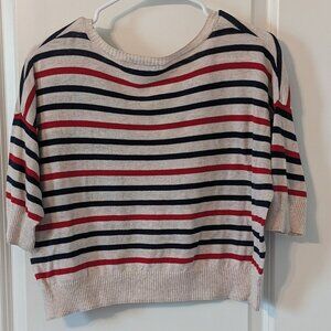 Forever21 Cropped Striped Lightweight Sweater - Size Medium